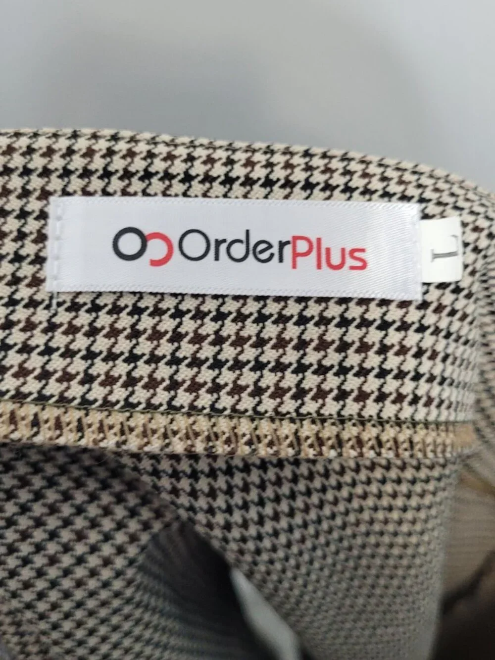 Order Plus tan black plaid pull on micro mini side slit preppy academia skirt L